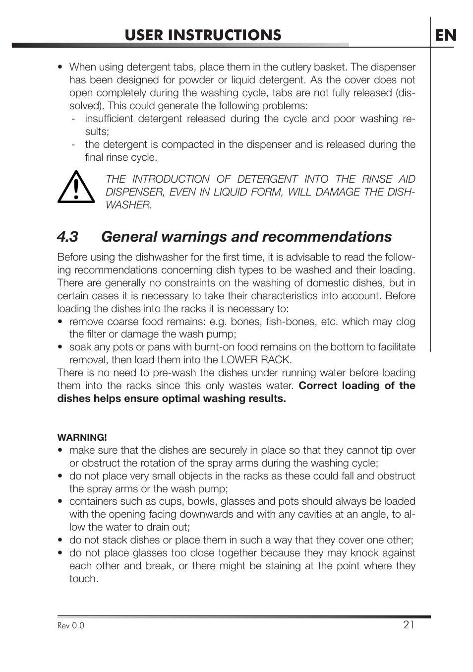 User instructions, 3 general warnings and recommendations | Smeg STA4645 User Manual | Page 38 / 93