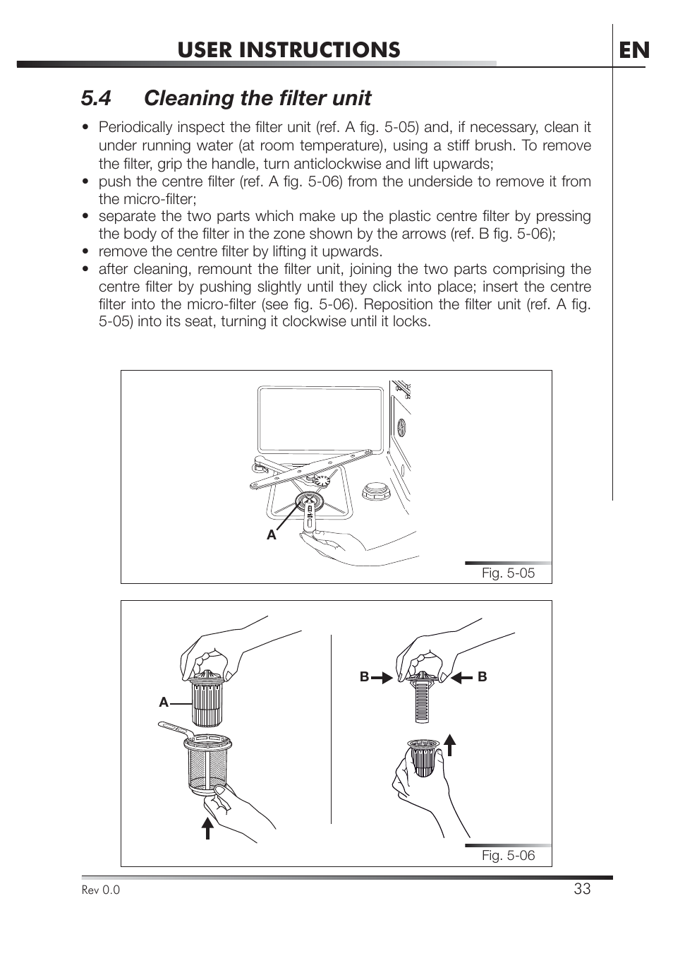 User instructions, 4 cleaning the fi lter unit | Smeg STA4645 User Manual | Page 50 / 93