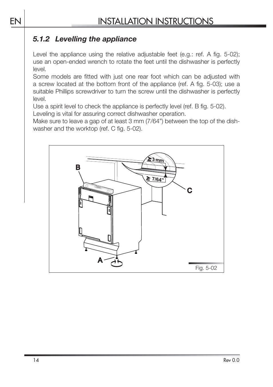 Installation instructions en, 2 levelling the appliance | Smeg STA4645 User Manual | Page 68 / 93