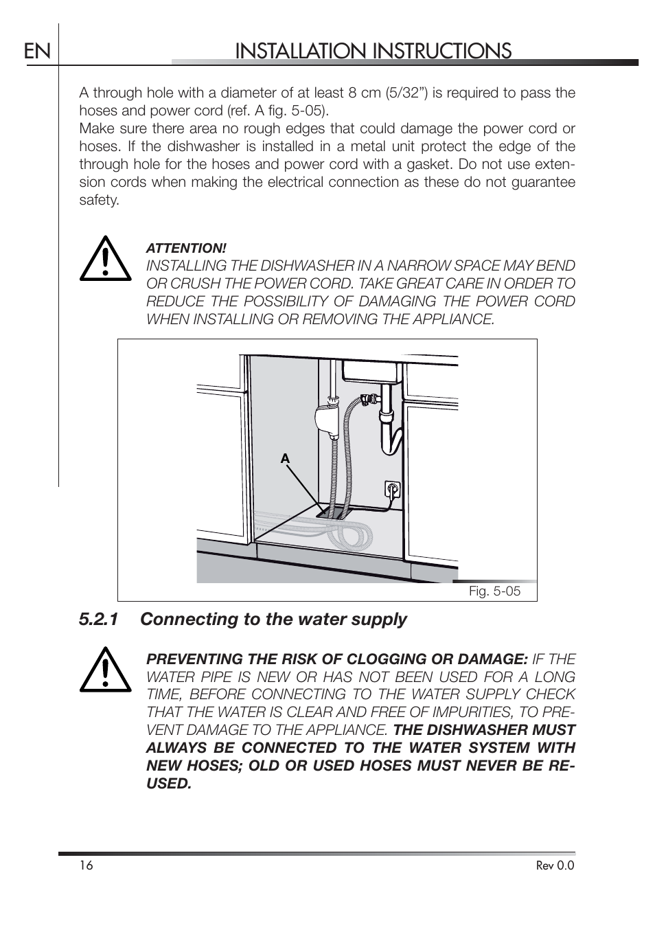 Installation instructions en, 1 connecting to the water supply | Smeg STA4645 User Manual | Page 70 / 93