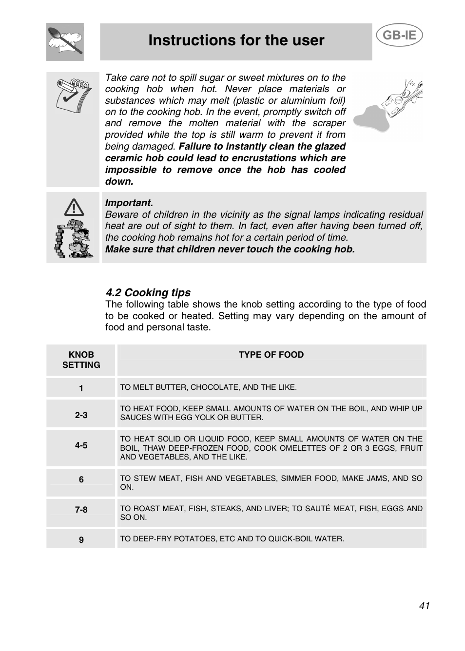 Instructions for the user, 2 cooking tips | Smeg A41C-5 User Manual | Page 13 / 26