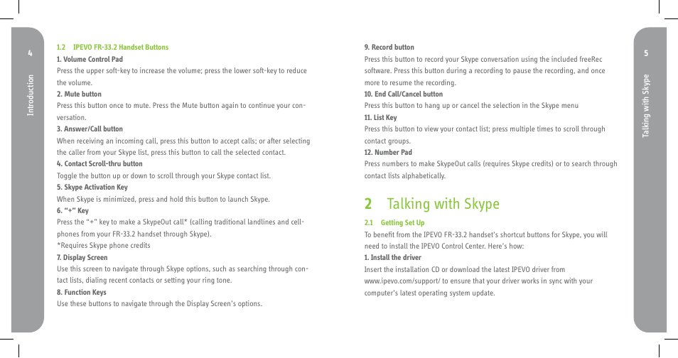 Talking with skype | Skype FR-33.2 User Manual | Page 3 / 11