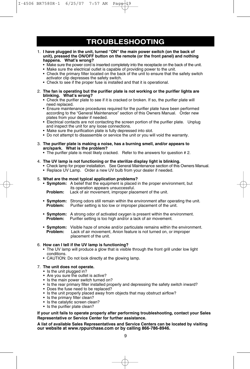 Troubleshooting | SCI Scandicrafts A2840/R User Manual | Page 10 / 20