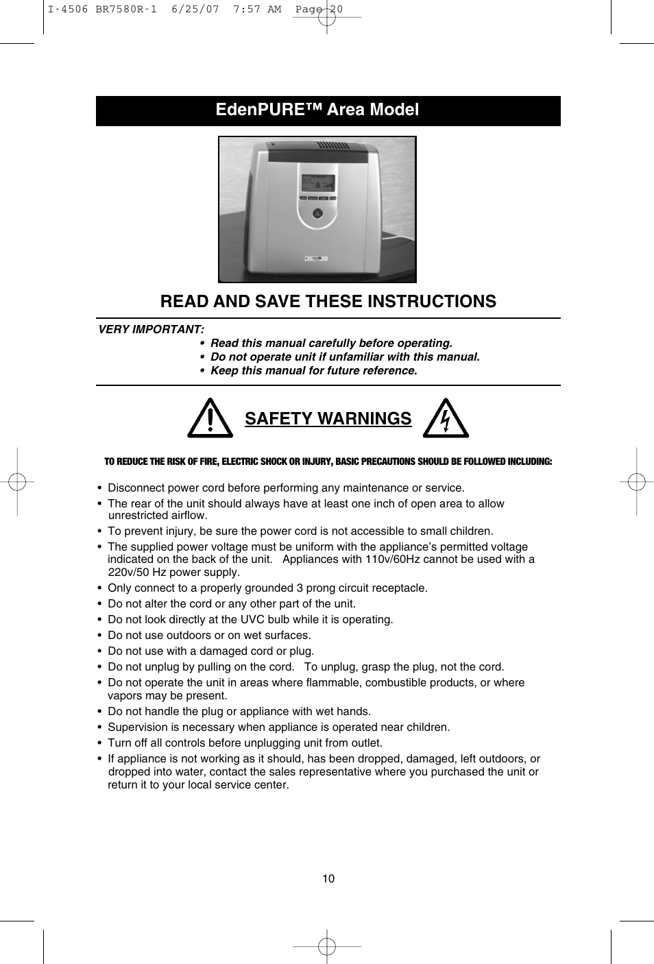Safety warnings | SCI Scandicrafts A2840/R User Manual | Page 11 / 20