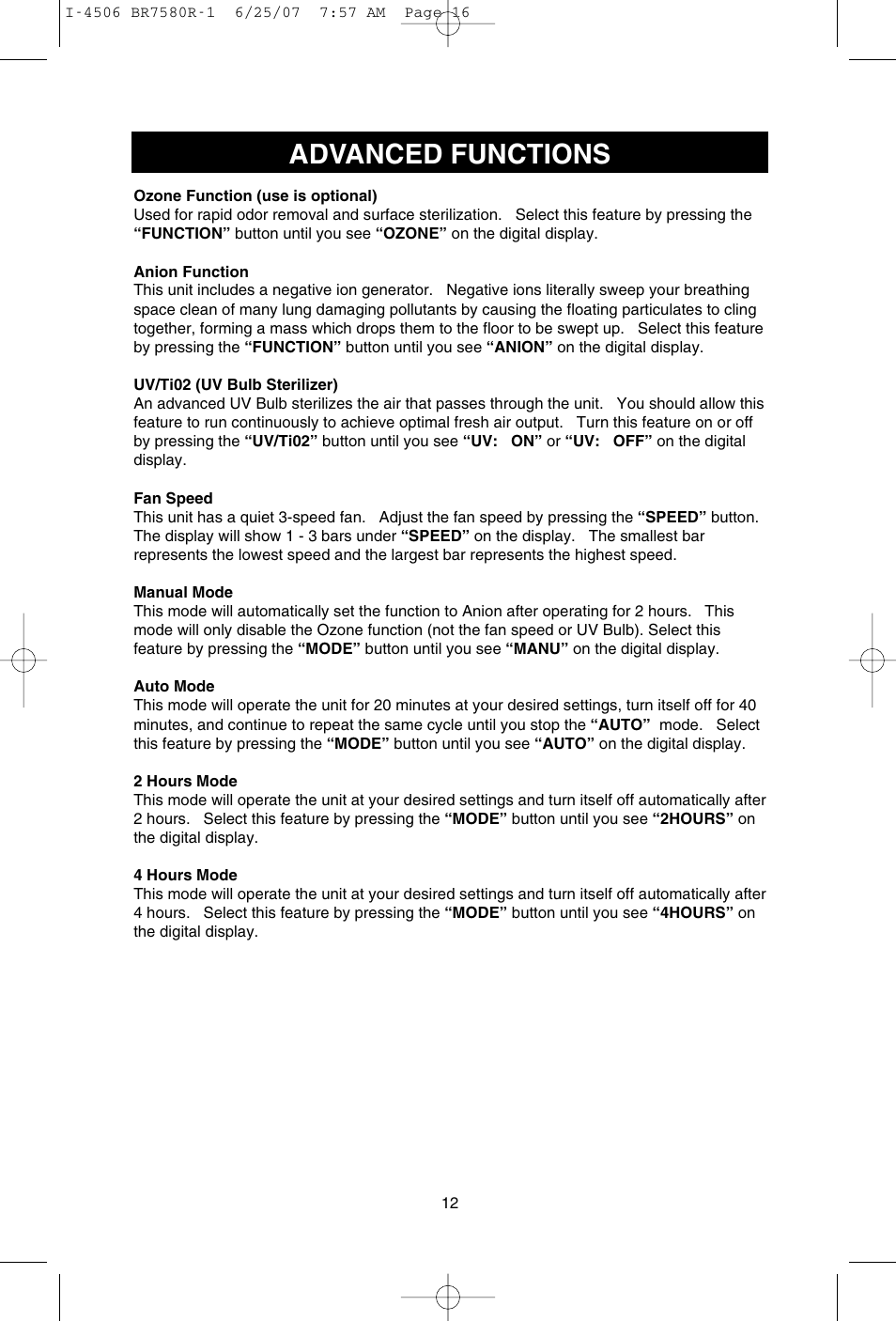 Advanced functions | SCI Scandicrafts A2840/R User Manual | Page 13 / 20