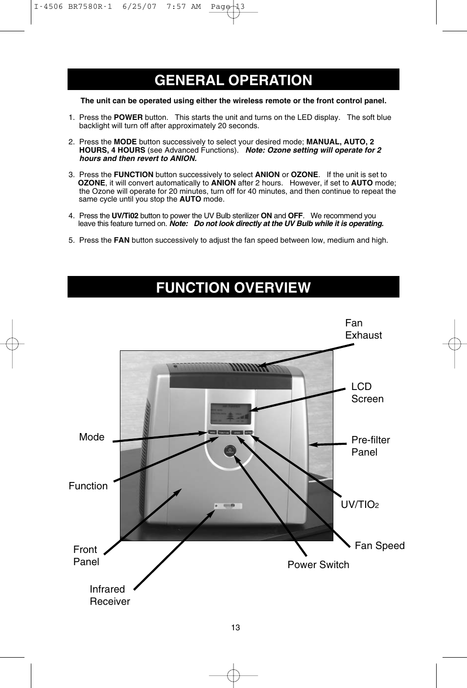General operation function overview | SCI Scandicrafts A2840/R User Manual | Page 14 / 20