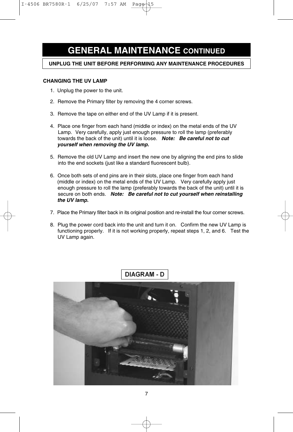 General maintenance, Continued | SCI Scandicrafts A2840/R User Manual | Page 8 / 20