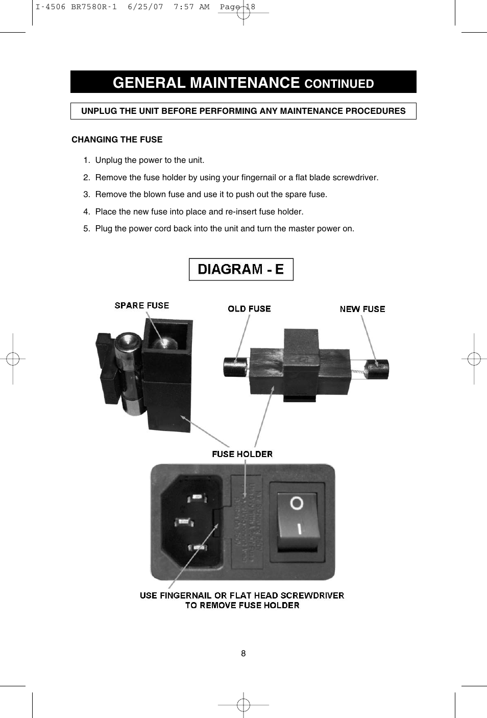 General maintenance, Continued | SCI Scandicrafts A2840/R User Manual | Page 9 / 20