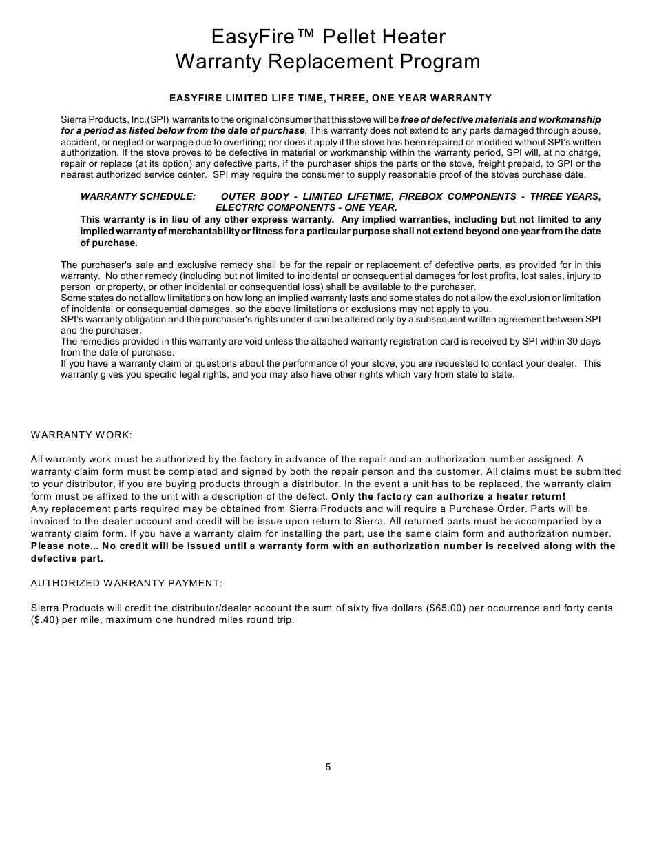 Sierra Products EasyFire MODEL EFI 4000 User Manual | Page 5 / 30