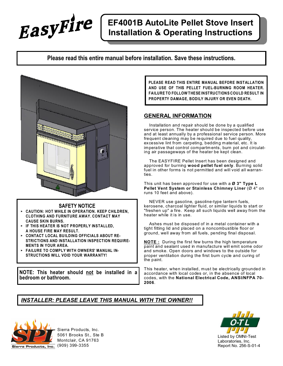 Sierra Products EF-4001B User Manual | 13 pages