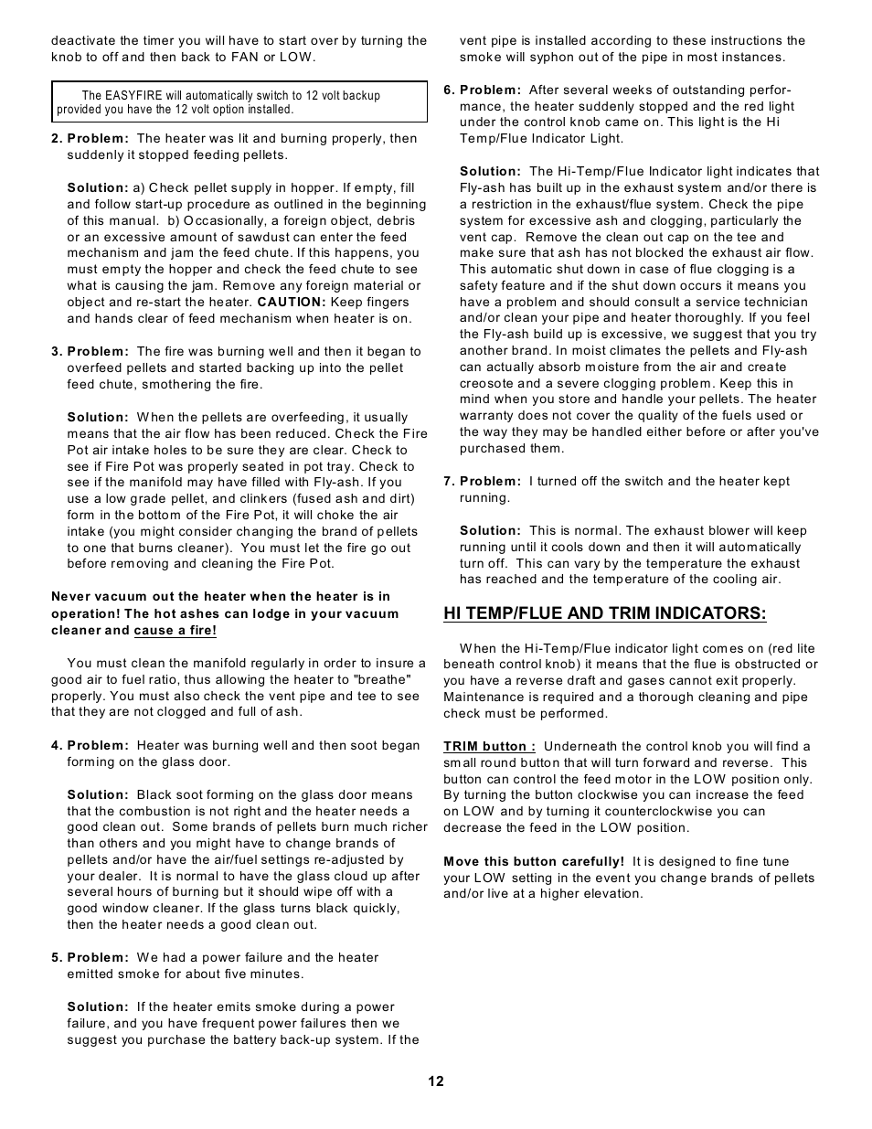 Hi temp/flue and trim indicators | Sierra Products EF-4001B User Manual | Page 12 / 13