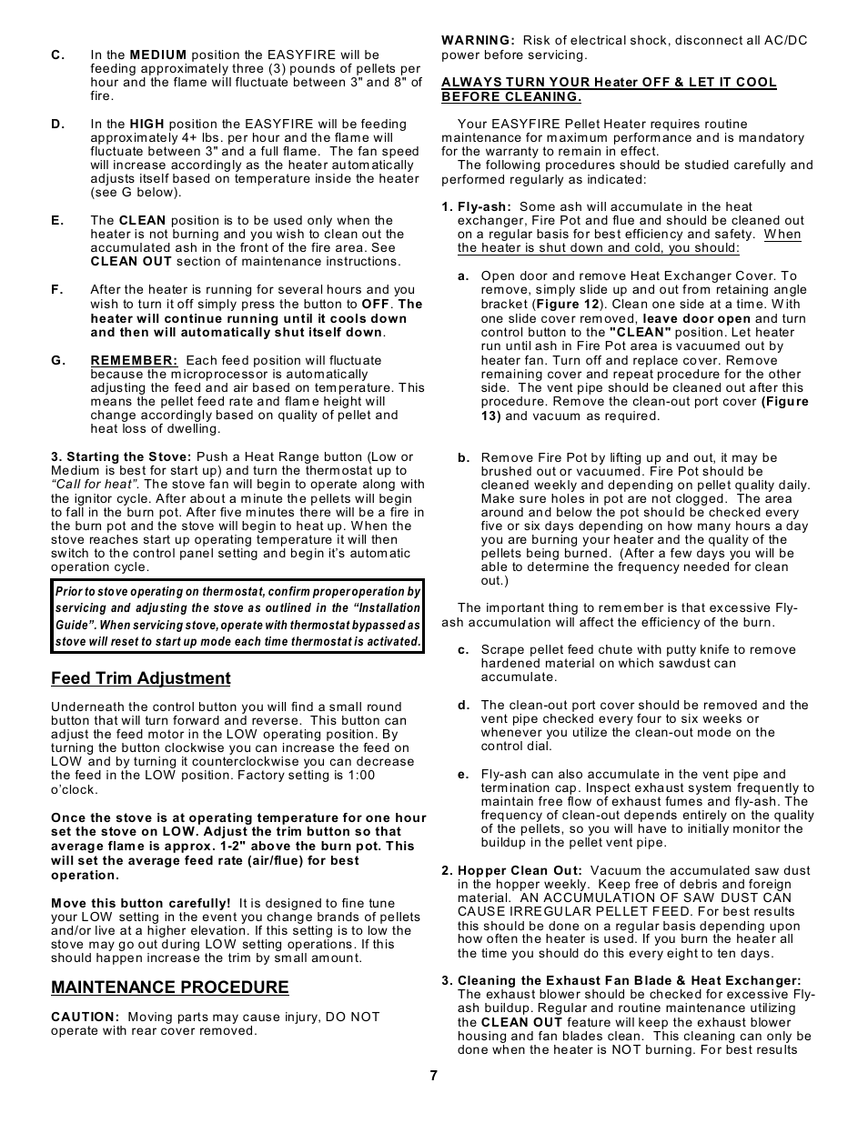 Feed trim adjustment, Maintenance procedure | Sierra Products EF-4001B User Manual | Page 7 / 13