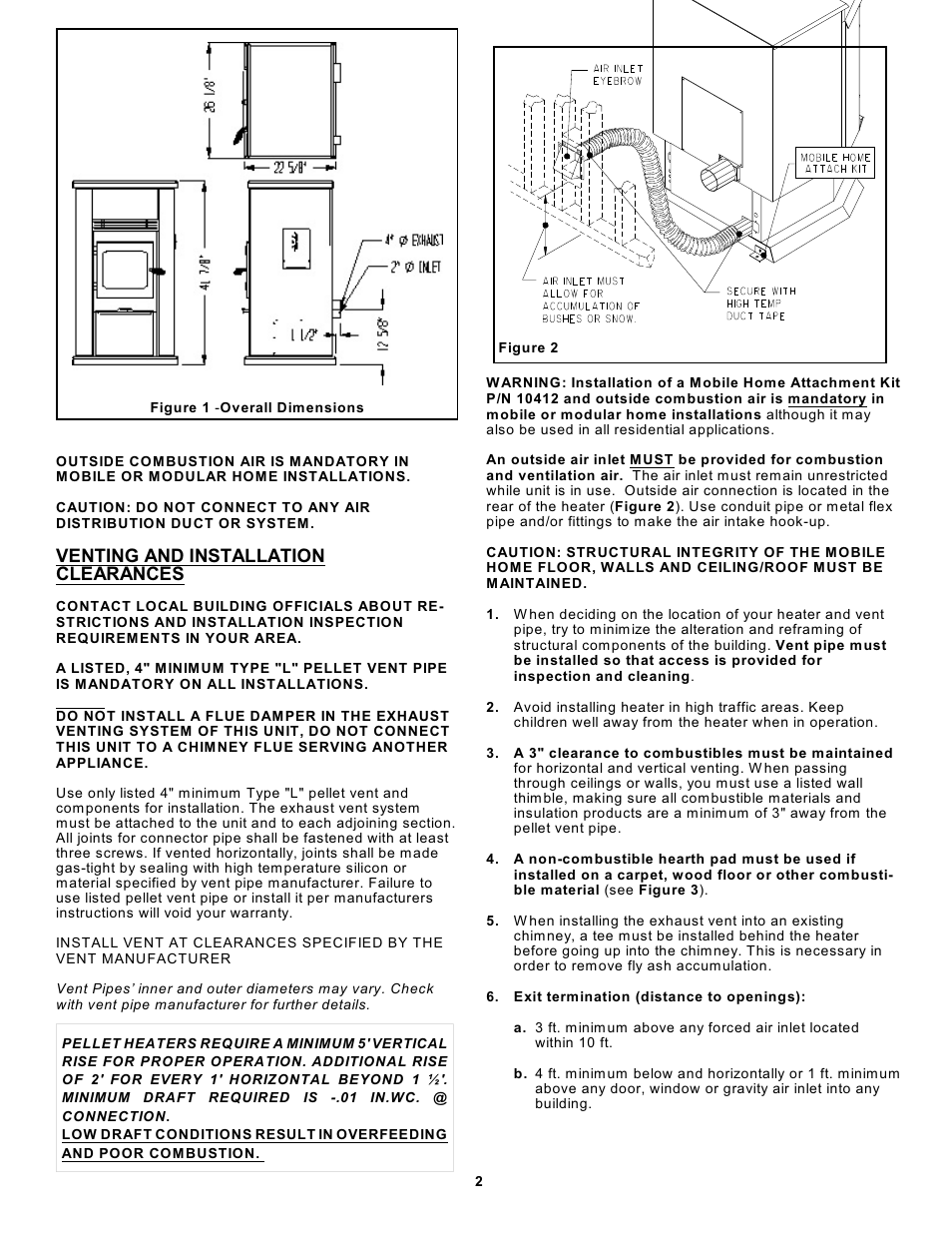 Venting and installation clearances | Sierra Products EASYFIRE EF5001U User Manual | Page 2 / 11