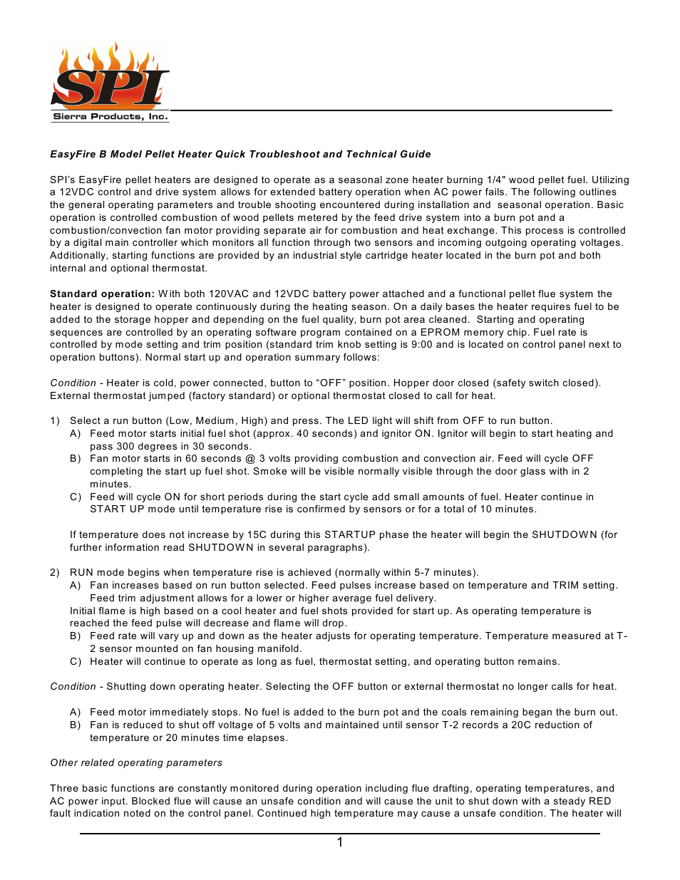 Sierra Products Pellet Heater EasyFire B User Manual | 4 pages