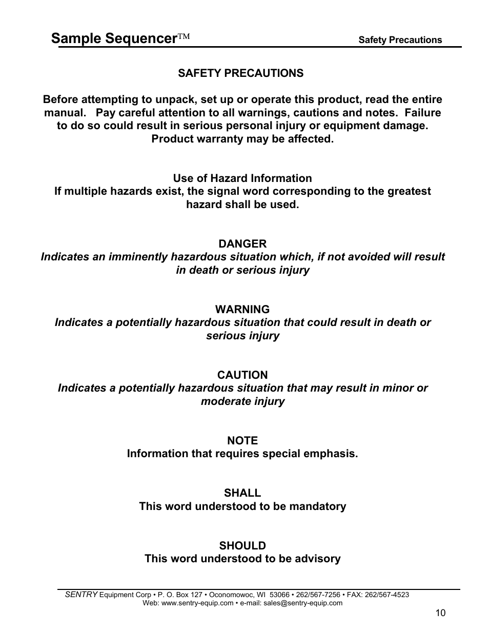 Sample sequencer | SentrySafe SPD 5.5.5 User Manual | Page 11 / 82