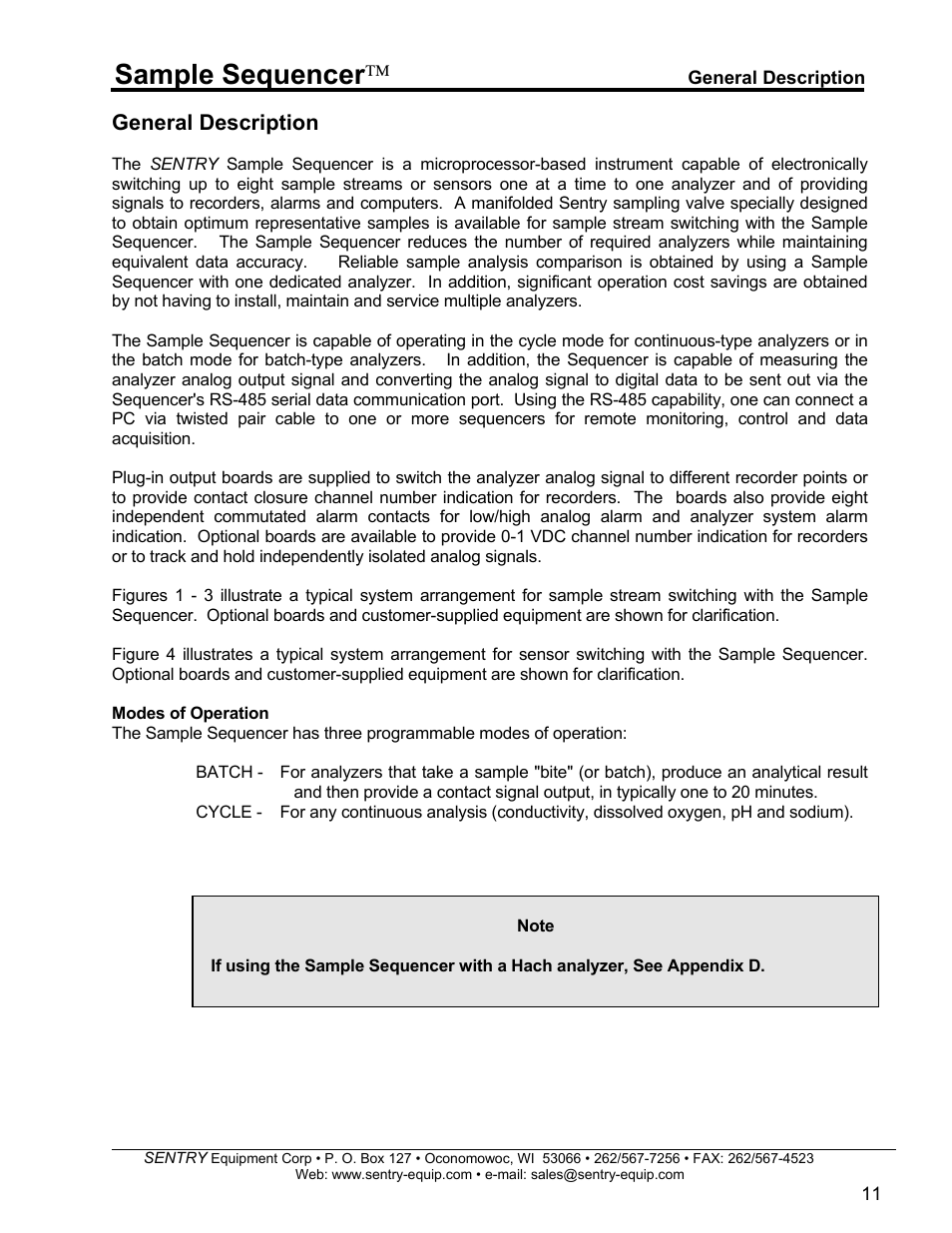Sample sequencer, General description | SentrySafe SPD 5.5.5 User Manual | Page 12 / 82