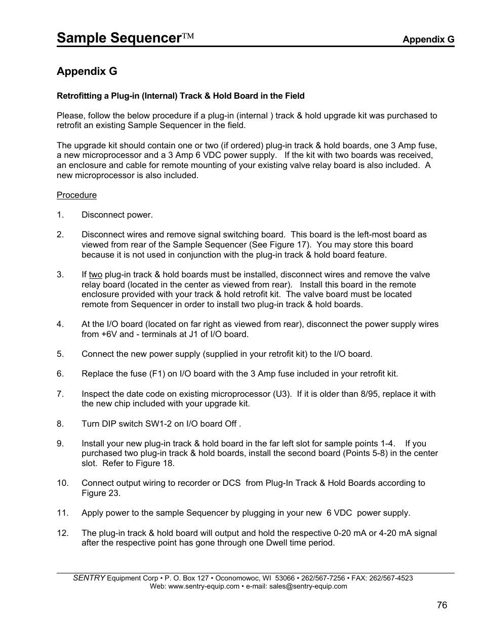 Sample sequencer, Appendix g | SentrySafe SPD 5.5.5 User Manual | Page 77 / 82