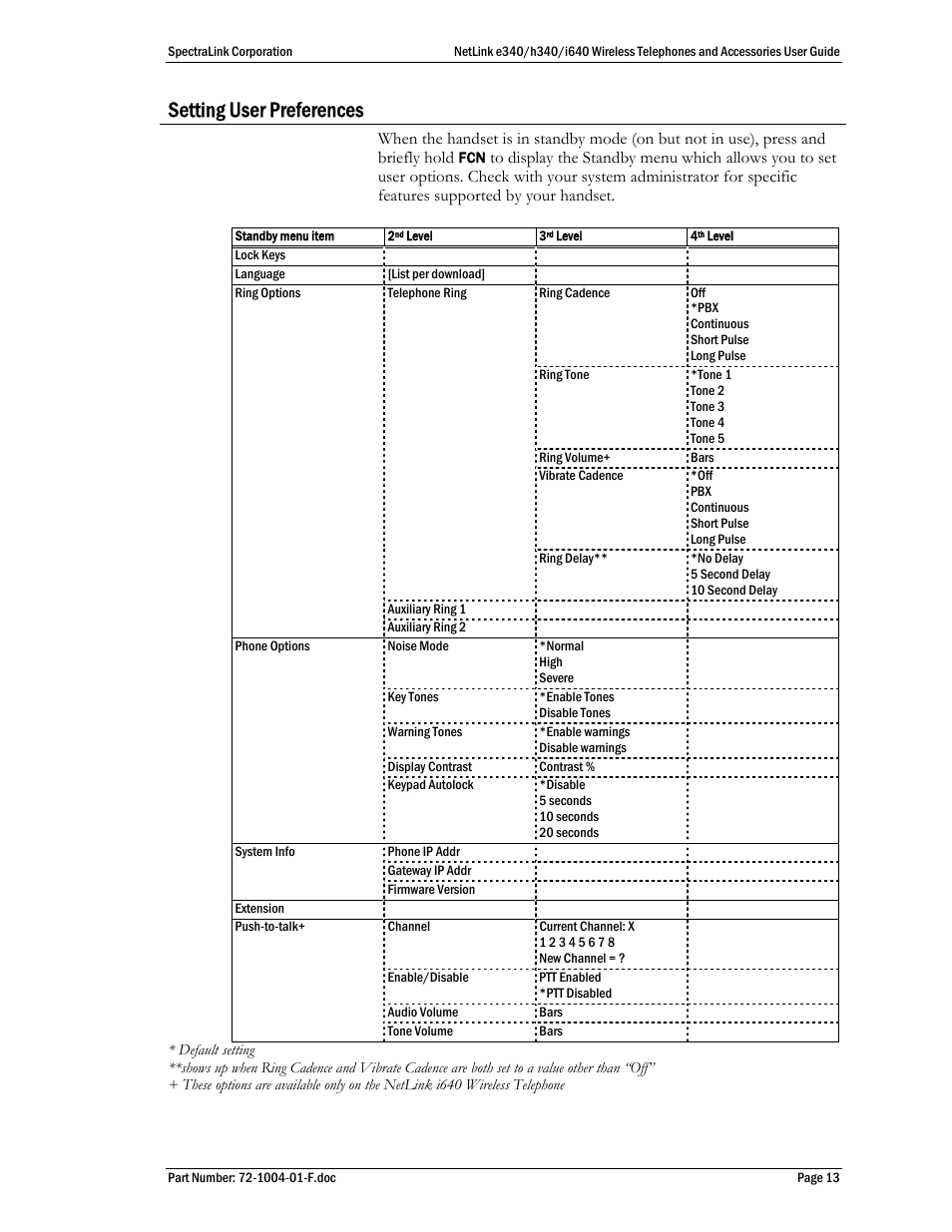 Setting user preferences | SpectraLink s340 User Manual | Page 13 / 52