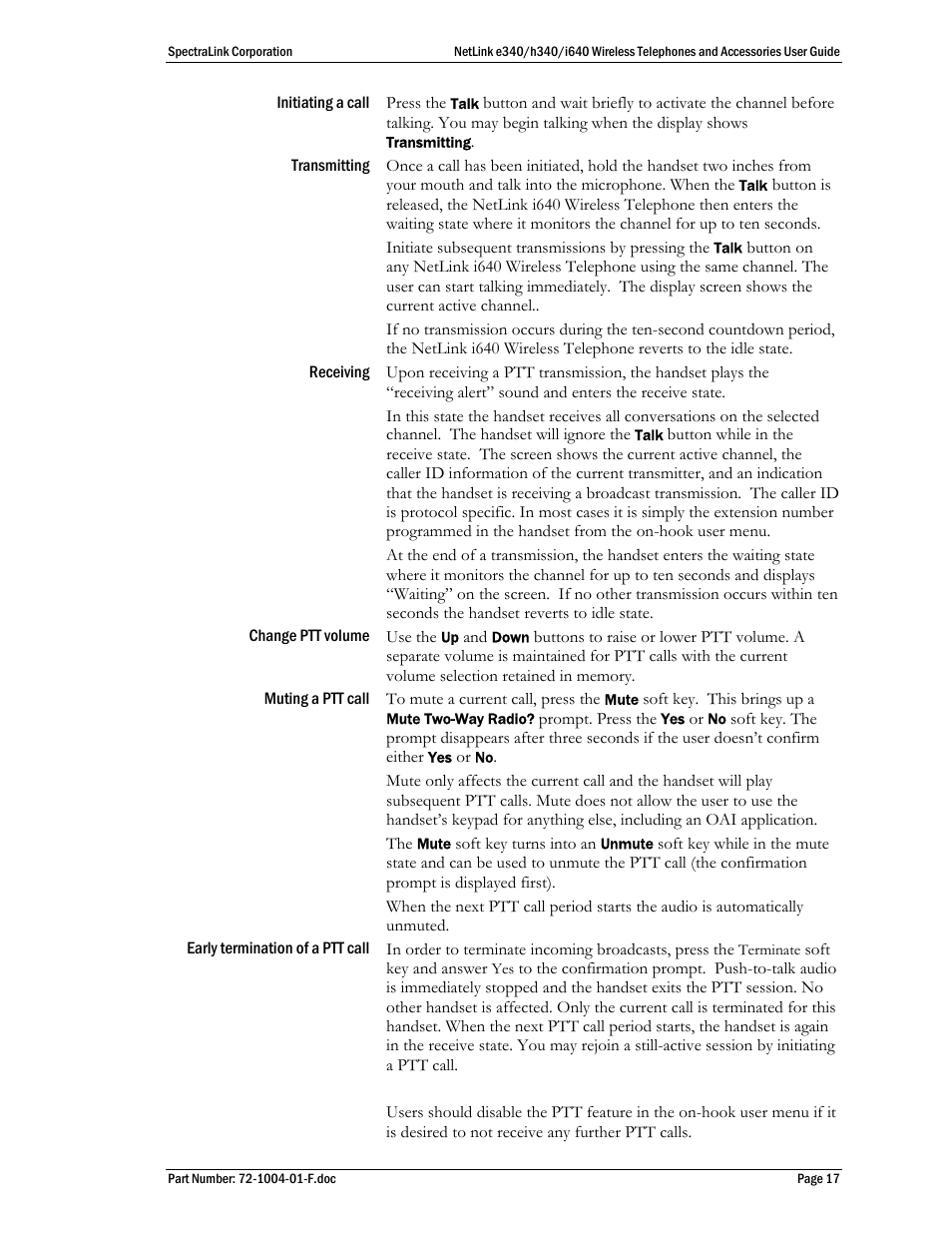 SpectraLink s340 User Manual | Page 17 / 52