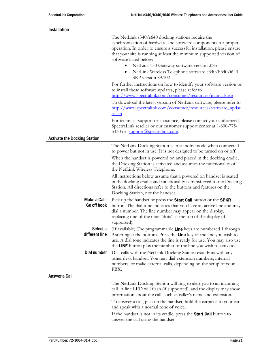 SpectraLink s340 User Manual | Page 21 / 52