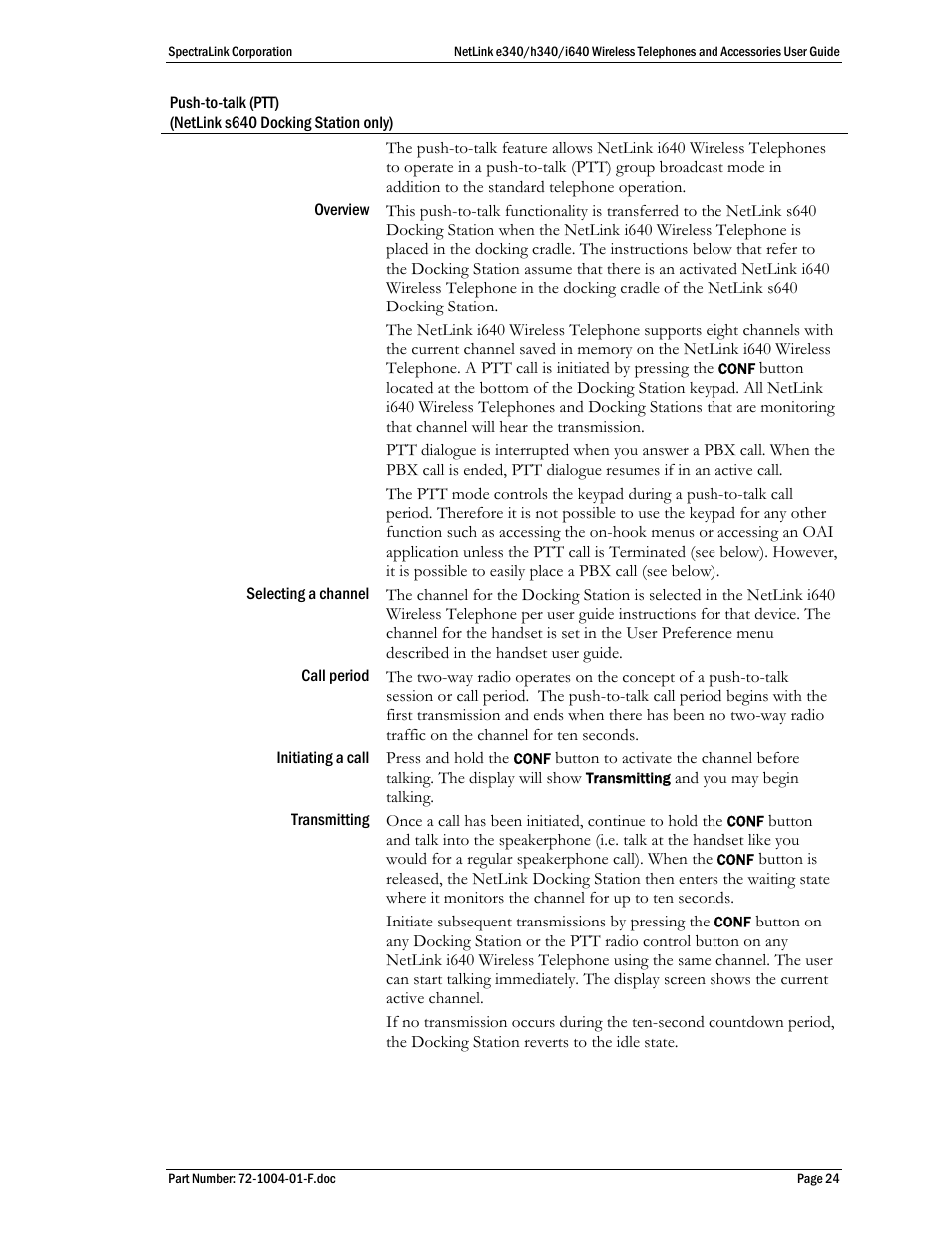 SpectraLink s340 User Manual | Page 24 / 52