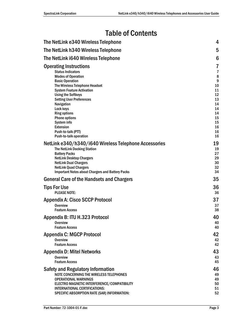 SpectraLink s340 User Manual | Page 3 / 52