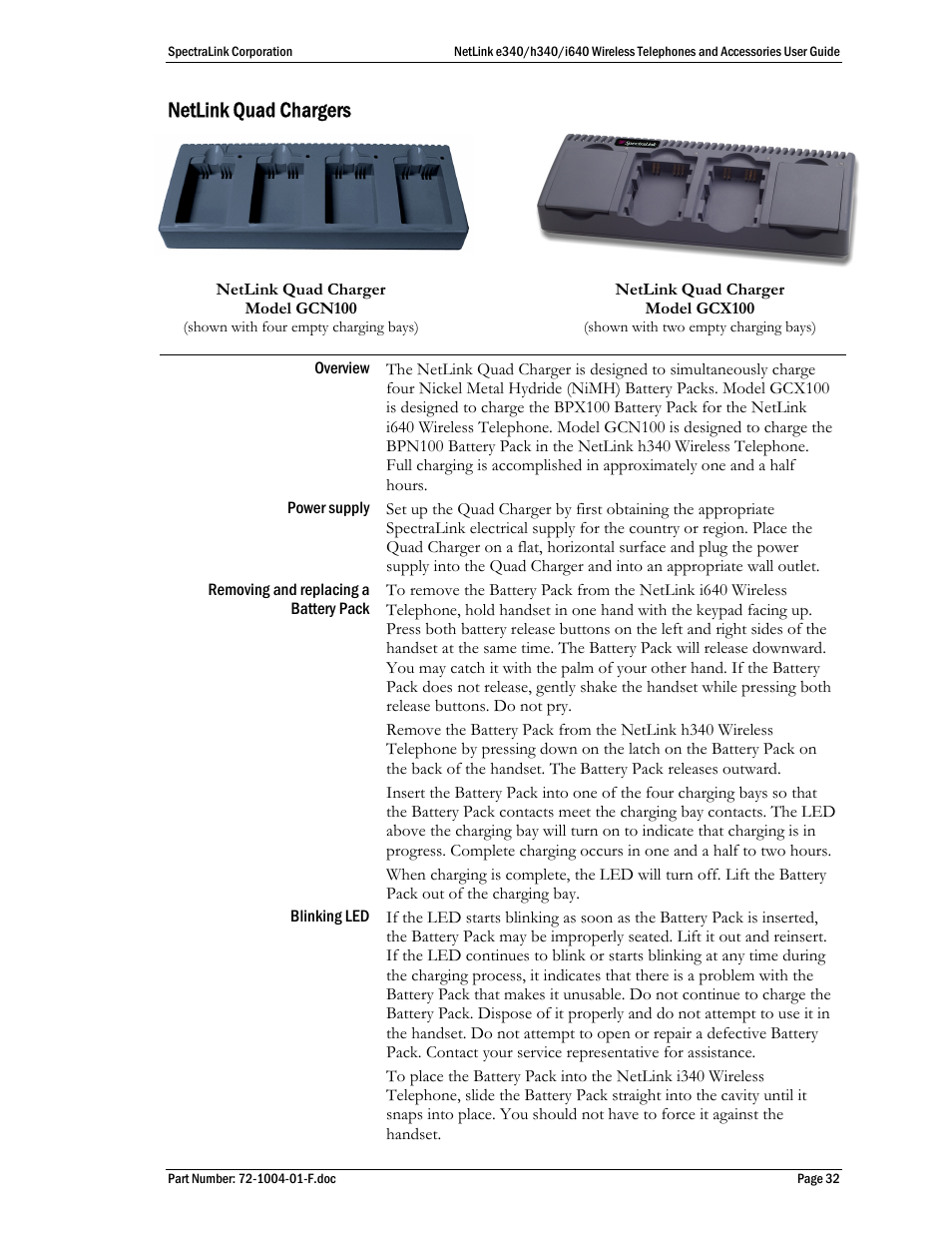 Netlink quad chargers | SpectraLink s340 User Manual | Page 32 / 52