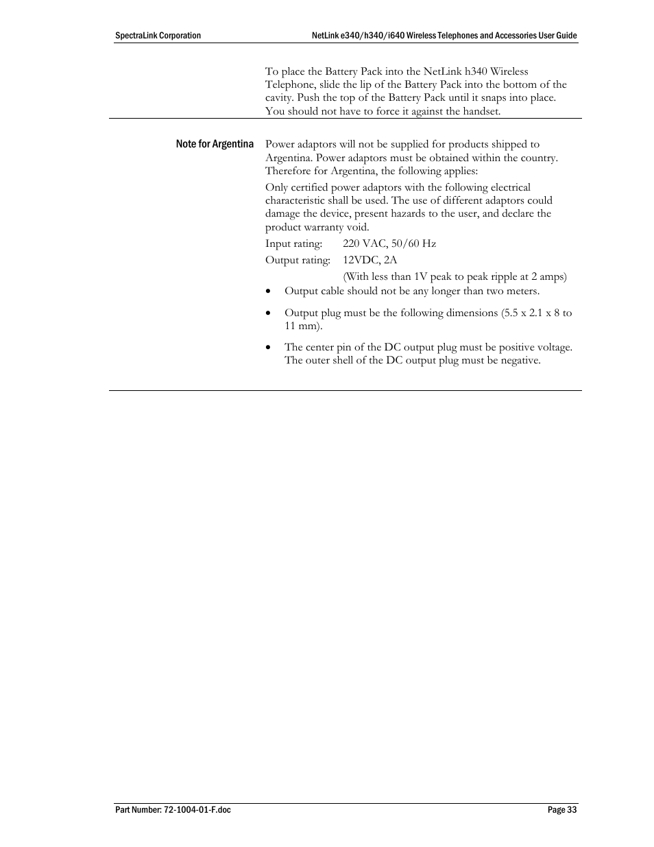 SpectraLink s340 User Manual | Page 33 / 52