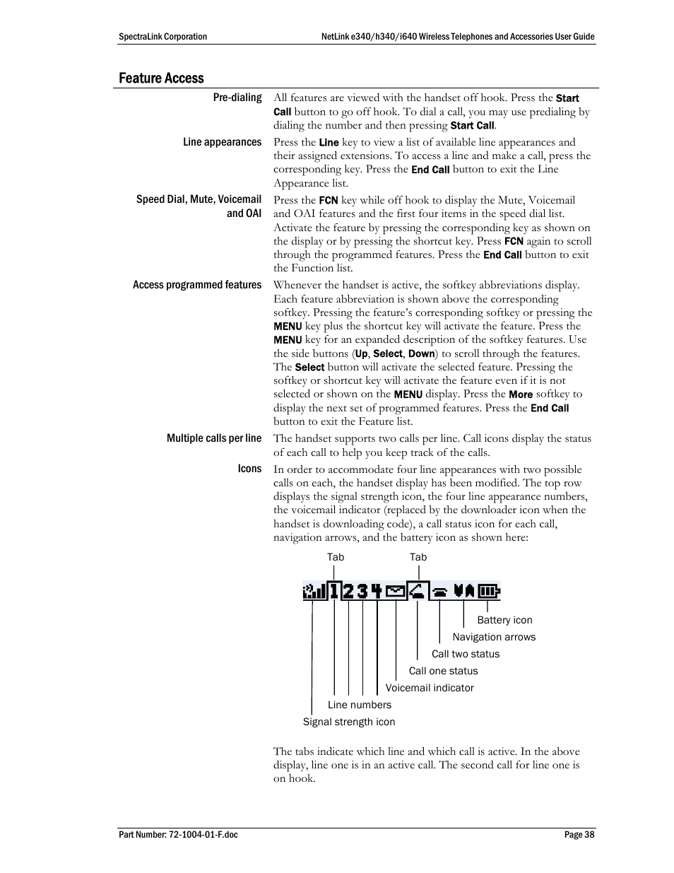 Feature access | SpectraLink s340 User Manual | Page 38 / 52