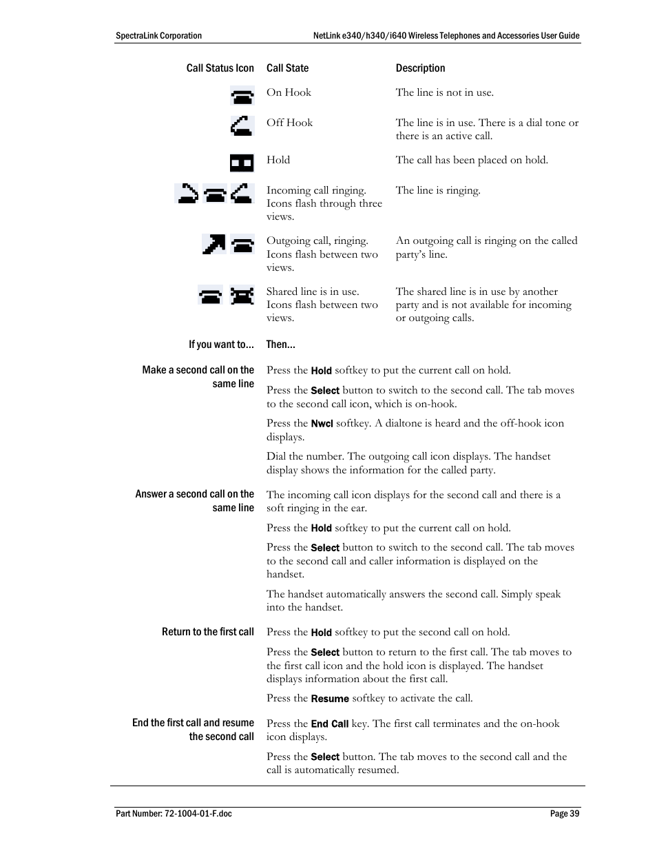 SpectraLink s340 User Manual | Page 39 / 52