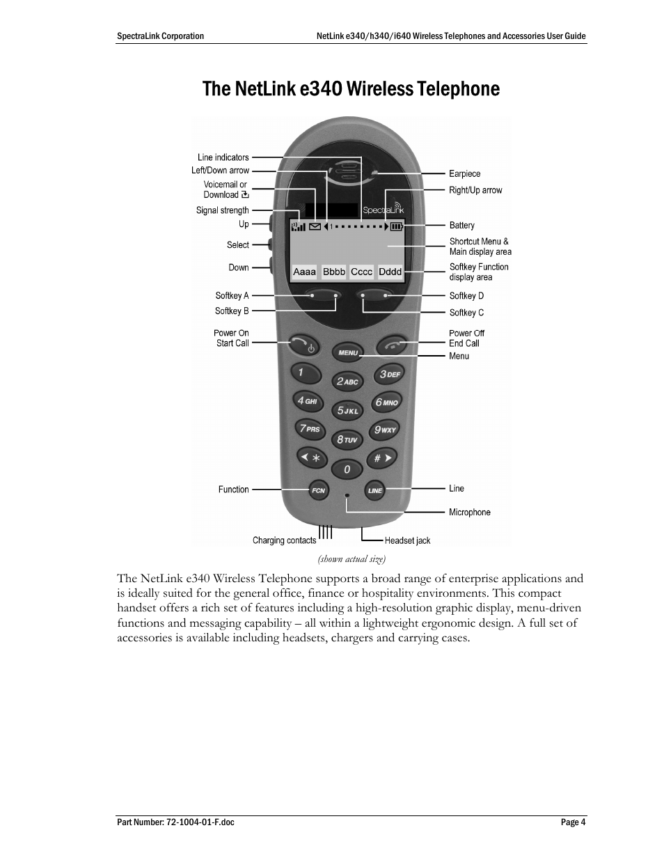 The netlink e340 wireless telephone | SpectraLink s340 User Manual | Page 4 / 52