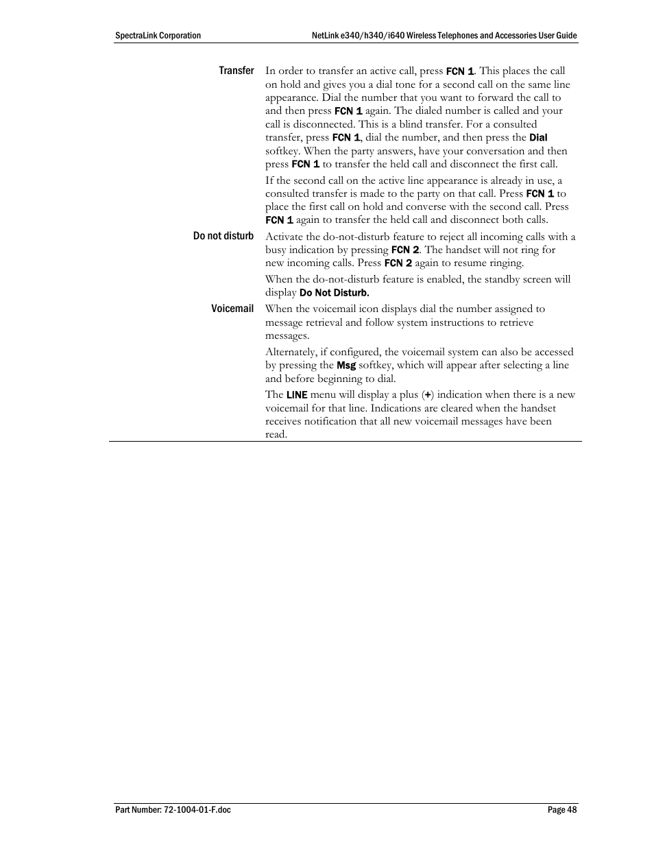 SpectraLink s340 User Manual | Page 48 / 52