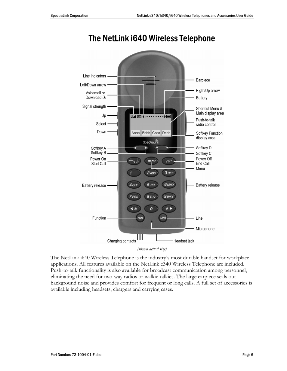 The netlink i640 wireless telephone | SpectraLink s340 User Manual | Page 6 / 52