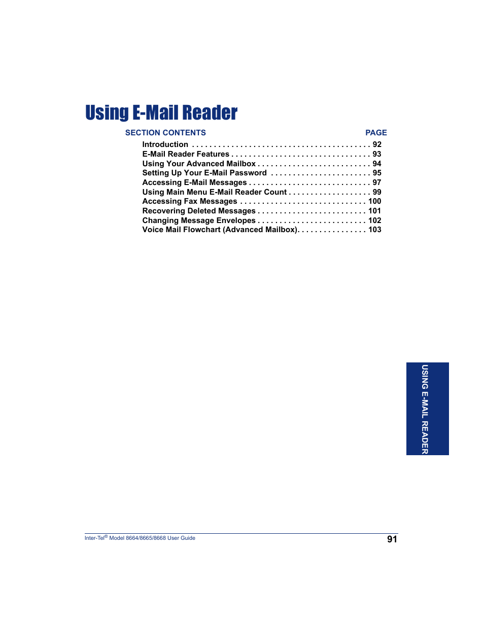 Using e-mail reader | SpectraLink 8668 User Manual | Page 105 / 134
