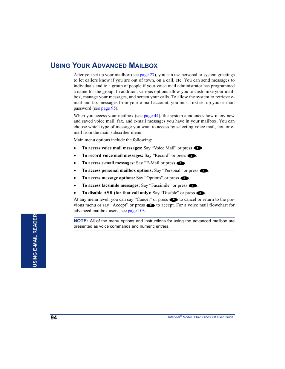 Using your advanced mailbox, Sing, Dvanced | Ailbox | SpectraLink 8668 User Manual | Page 108 / 134