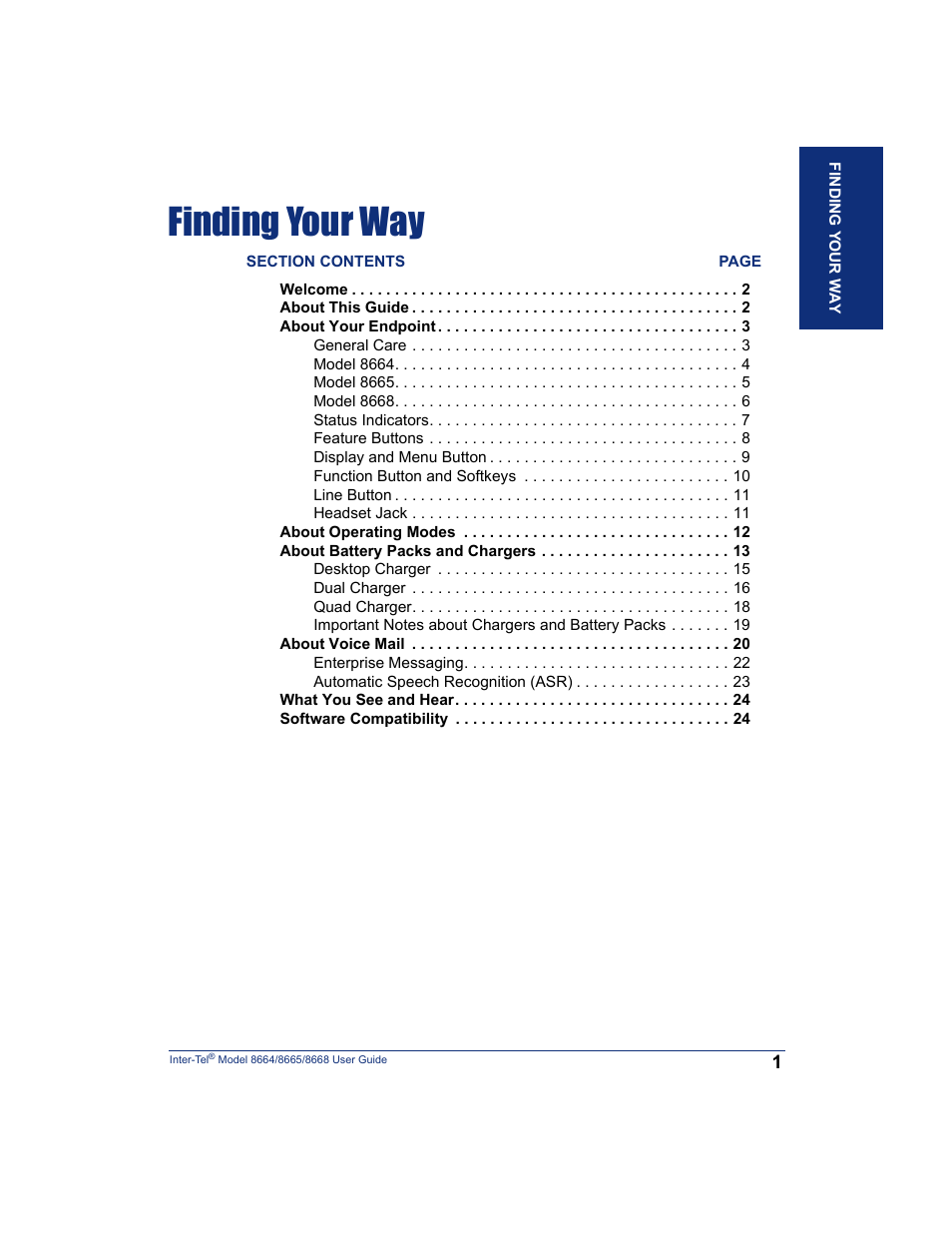 Finding your way | SpectraLink 8668 User Manual | Page 15 / 134