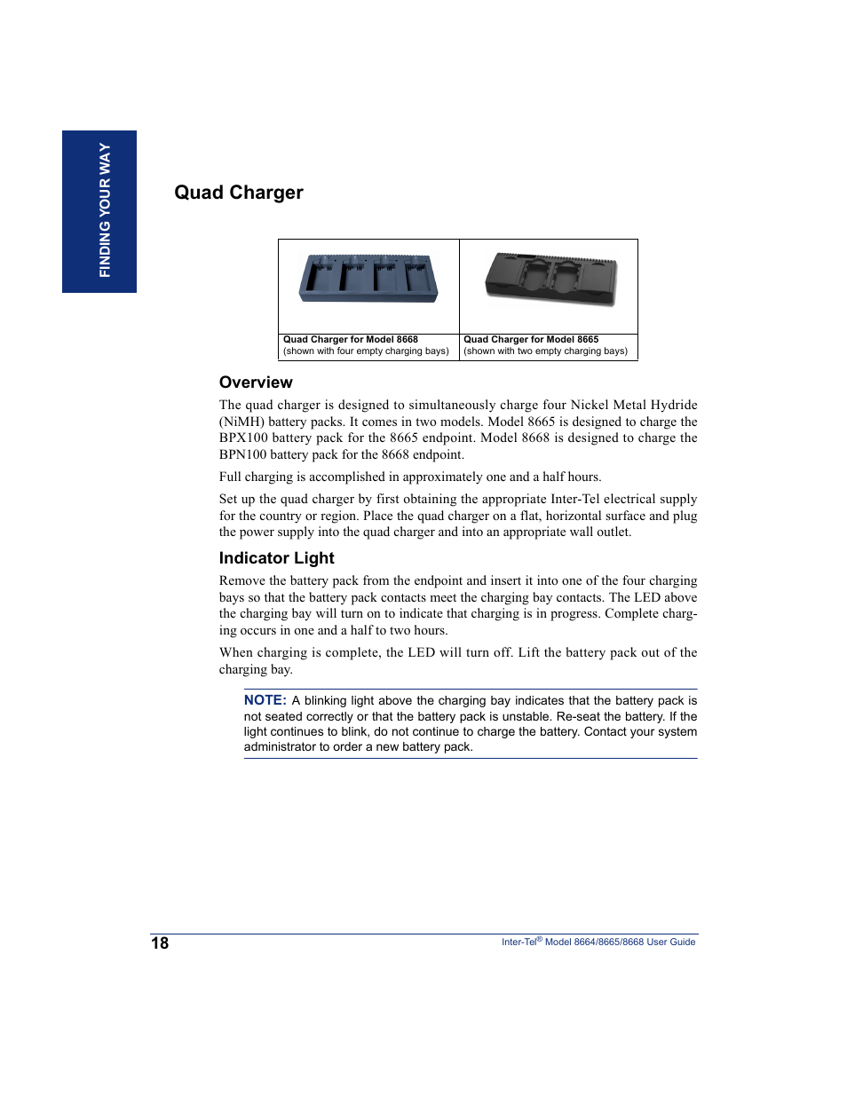 Quad charger, Overview, Indicator light | SpectraLink 8668 User Manual | Page 32 / 134