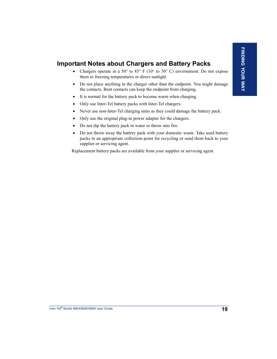 Important notes about chargers and battery packs | SpectraLink 8668 User Manual | Page 33 / 134