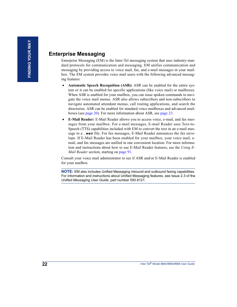Enterprise messaging | SpectraLink 8668 User Manual | Page 36 / 134