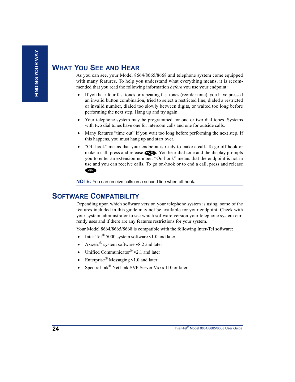 What you see and hear, Software compatibility, What you see and hear software compatibility | SpectraLink 8668 User Manual | Page 38 / 134