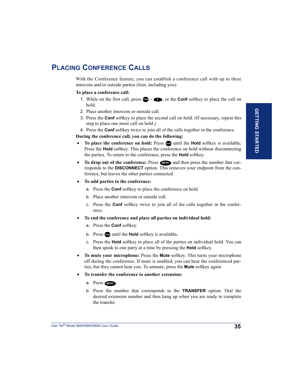 Placing conference calls, Lacing, Onference | Alls | SpectraLink 8668 User Manual | Page 49 / 134