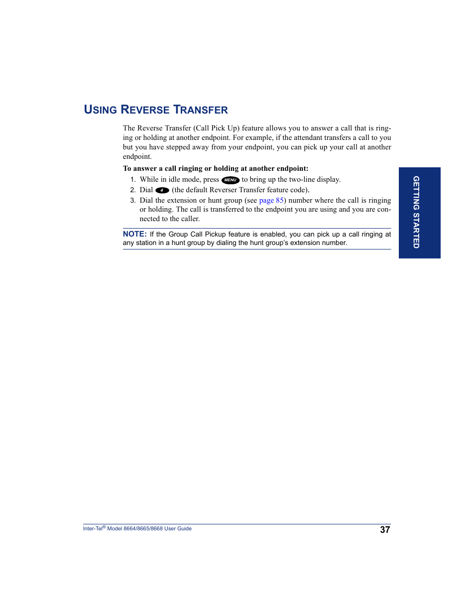 Using reverse transfer, Sing, Everse | Ransfer | SpectraLink 8668 User Manual | Page 51 / 134