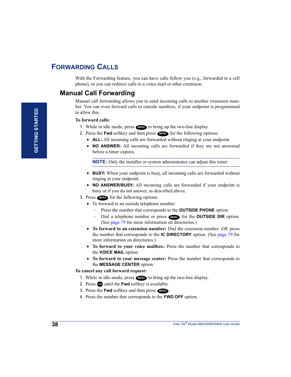Forwarding calls, Manual call forwarding, Orwarding | Alls | SpectraLink 8668 User Manual | Page 52 / 134