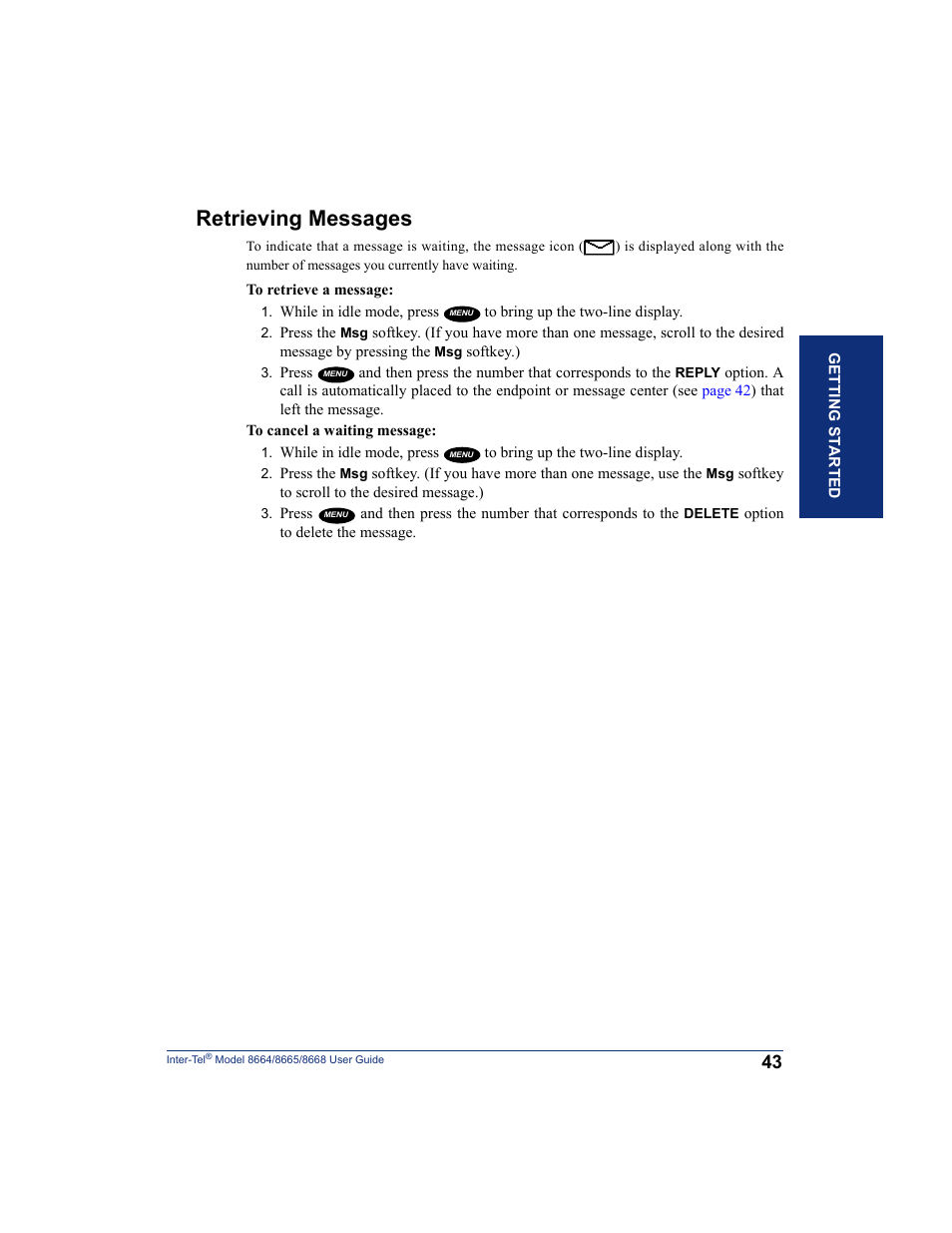 Retrieving messages | SpectraLink 8668 User Manual | Page 57 / 134