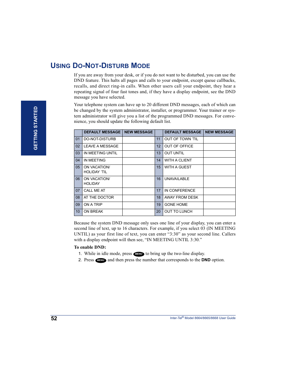 Using do-not-disturb mode, Sing, Isturb | SpectraLink 8668 User Manual | Page 66 / 134