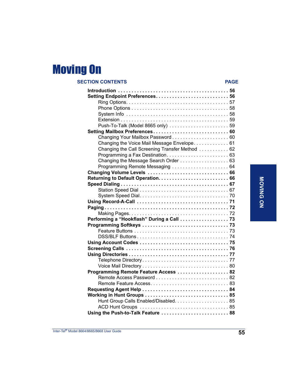 Moving on | SpectraLink 8668 User Manual | Page 69 / 134