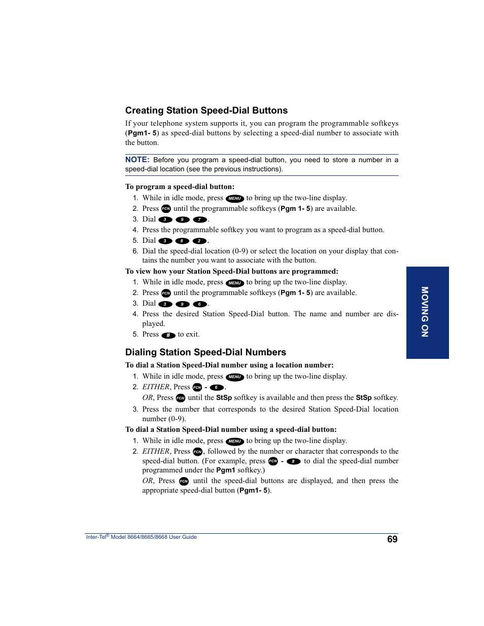 Creating station speed-dial buttons, Dialing station speed-dial numbers | SpectraLink 8668 User Manual | Page 83 / 134