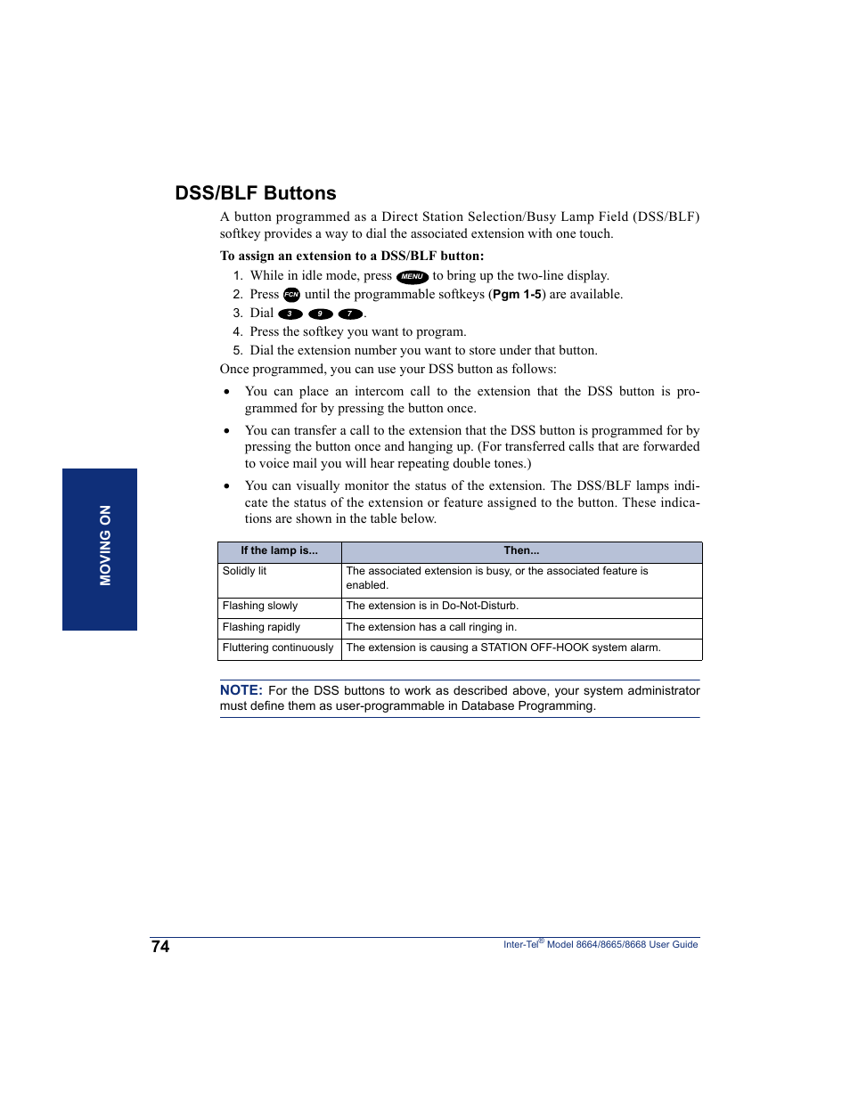 Dss/blf buttons | SpectraLink 8668 User Manual | Page 88 / 134