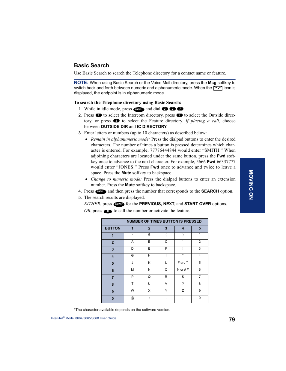 Directories (see, Ids) or basic search (see, Basic search | Mo ving o n | SpectraLink 8668 User Manual | Page 93 / 134