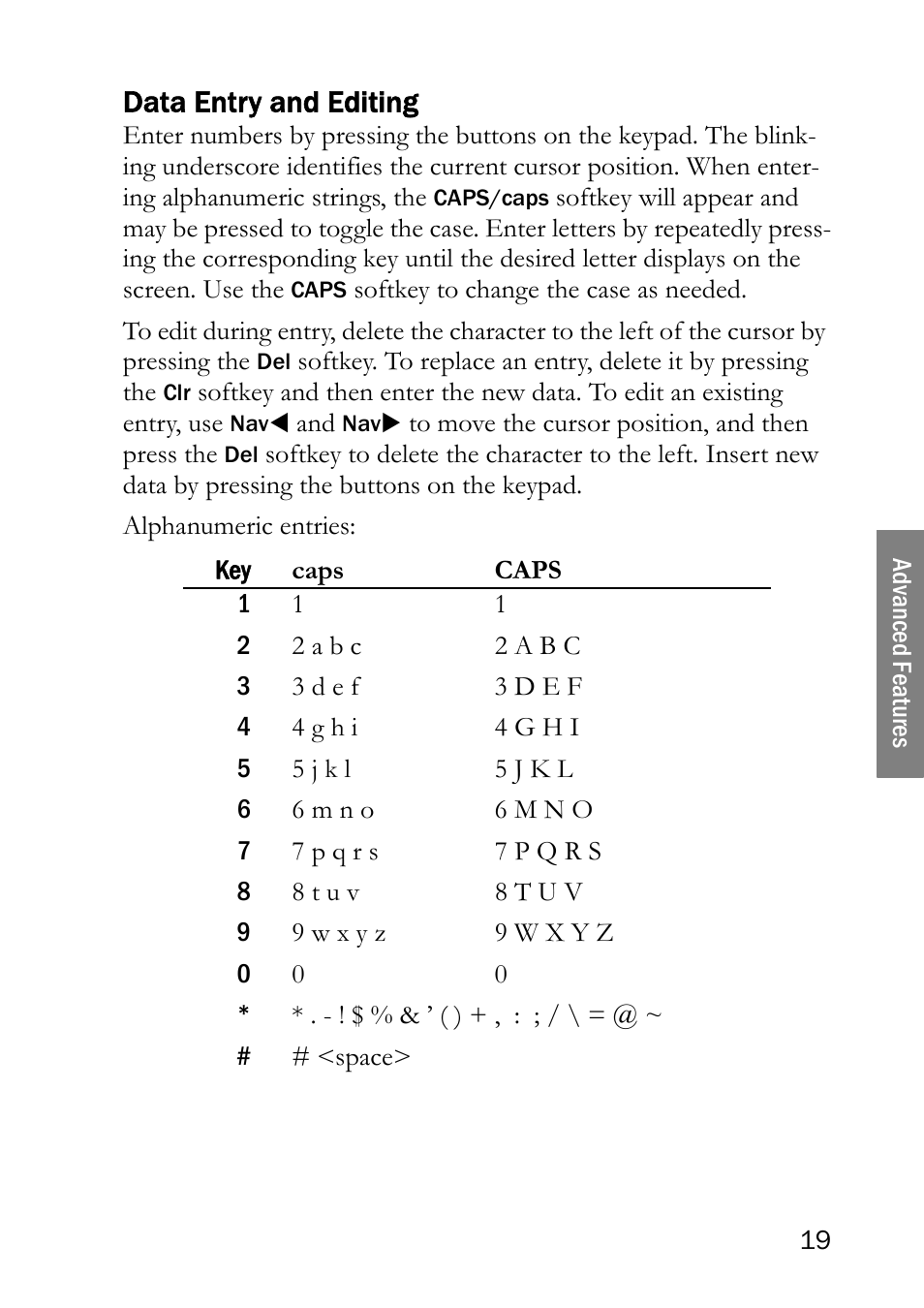 Data entry and editing | SpectraLink LINK 6020 User Manual | Page 19 / 48